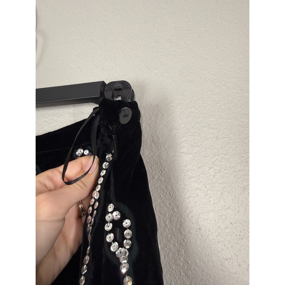Vtg Black Velvet Burnout Whimsigoth Maxi Skirt 8 Sequin Witchy Goth Fairy Grunge - Picture 5 of 9